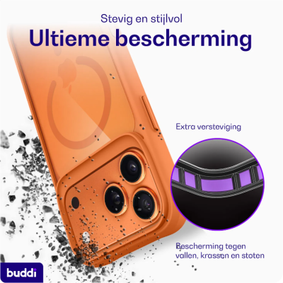 Θήκη iPhone 17 Pro Max Buddi Hybrid Σκληρή Διάφανη με MagSafe - Transparent / Orange (8719246544392)