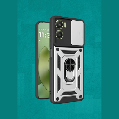 Θήκη Motorola Moto G06 Bodycell Armor Slide Ανθεκτική με Κάλυμμα για την Κάμερα & Μεταλλικό Ring Holder - Silver (5206015084799)