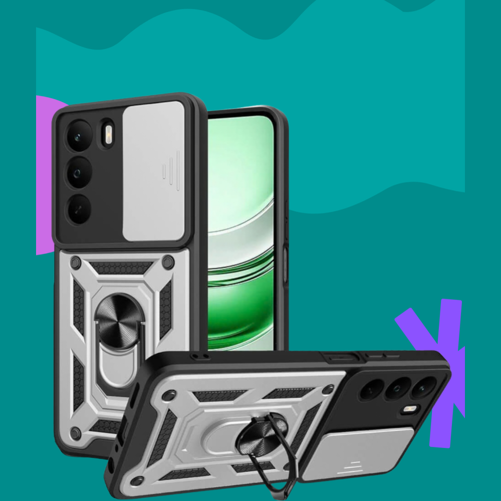 Θήκη Realme C71 Bodycell Armor Slide Ανθεκτική με Κάλυμμα για την Κάμερα & Μεταλλικό Ring Holder - Silver (5206015085772)