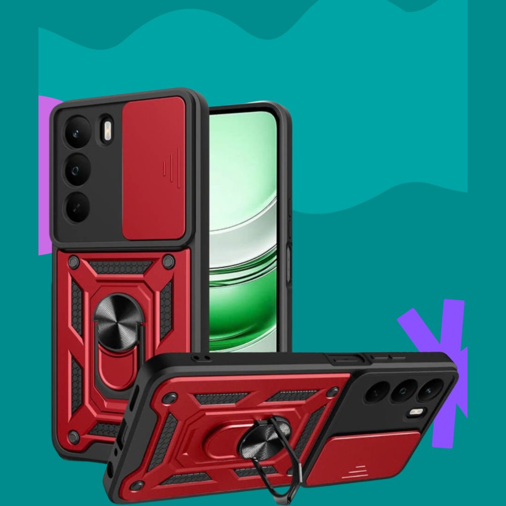 Θήκη Realme C71 Bodycell Armor Slide Ανθεκτική με Κάλυμμα για την Κάμερα & Μεταλλικό Ring Holder - Red (5206015085765)