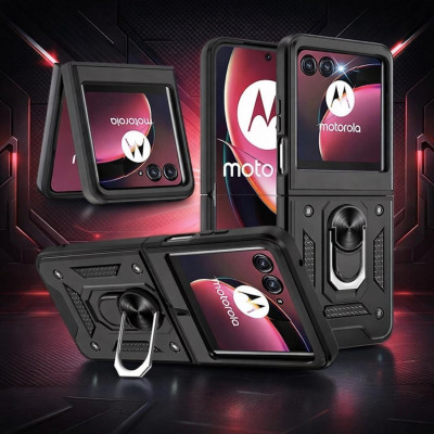 Θήκη Motorola Razr 60 / 60 Ultra Bodycell Armor Slide Ανθεκτική με Μεταλλικό Ring Holder - Black (5206015085697)