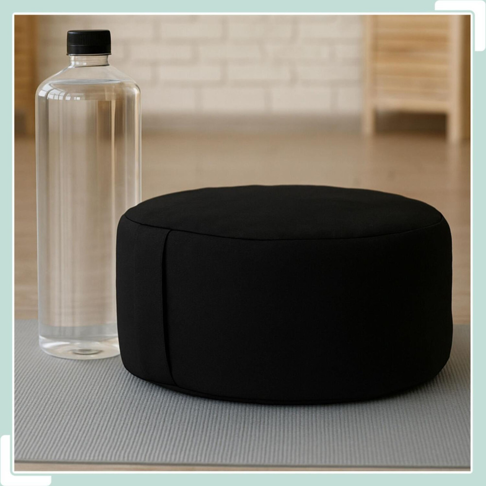 Μαξιλάρι Γιόγκα / Διαλογισμού Relaxdays Yoga Meditation Cushion Στρογγυλό από Βαμβάκι & Φαγόπυρο 13 x 33 cm - Black (10051170_46)