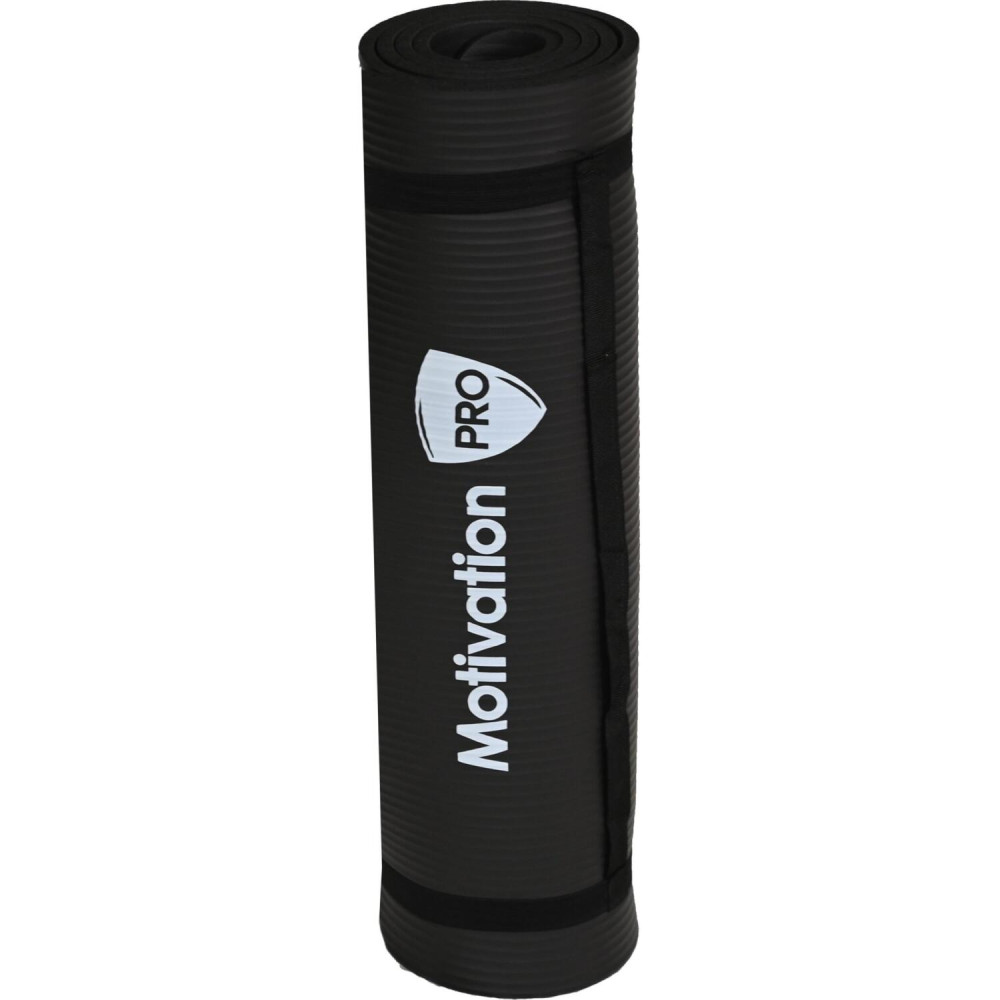 Στρώμα Γυμναστικής MotivationPro Yoga / Pilates Mat από NBR με Ιμάντα Μεταφοράς 15mm Πάχος 183 x 61cm - Black (5213016640084)