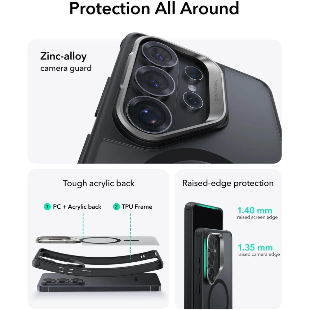 Θήκη Samsung Galaxy S26 Ultra ESR Classic Hybrid Magnetic with Stash Stand Ανθεκτική με MagSafe & Kickstand - Frosted Black (4894240295830)