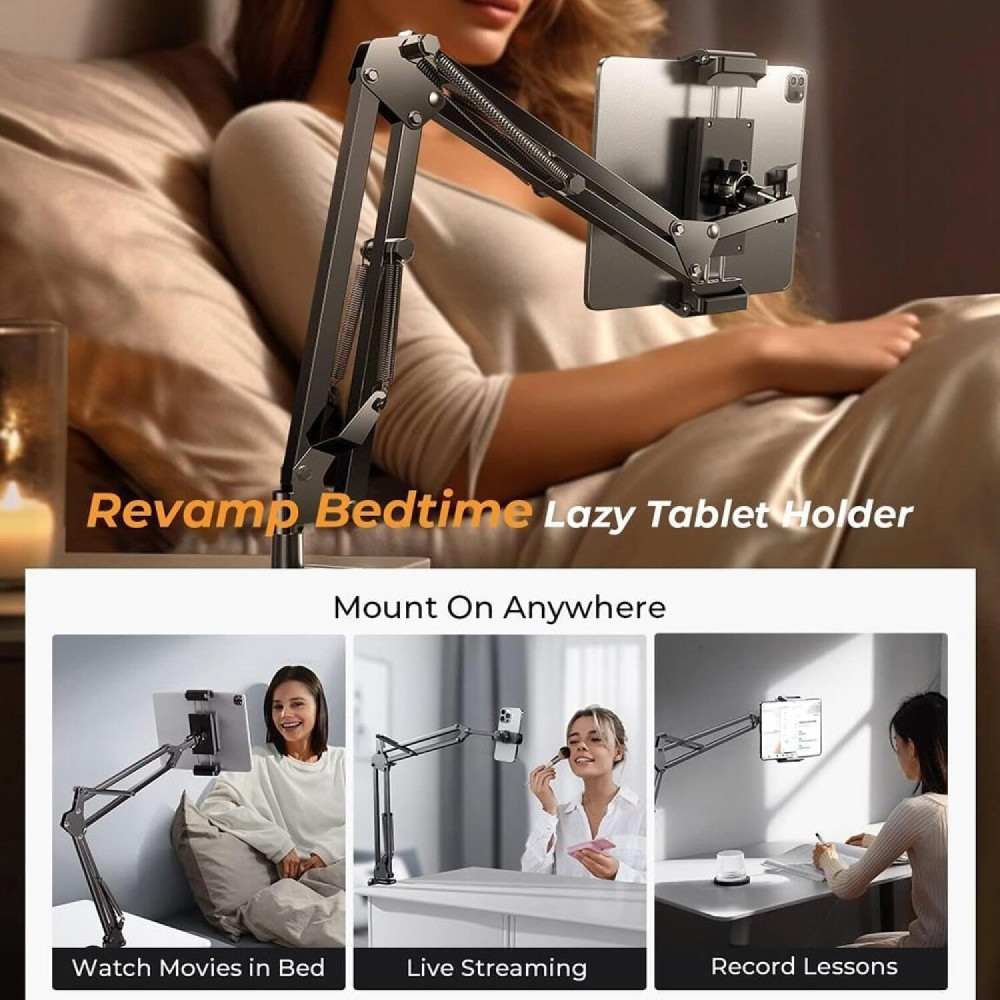 Βάση Στήριξης Lisen Cantilever Bracket Γραφείου με Ρυθμιζόμενο Βραχίονα για Κινητό & Tablet έως 12.9" - Black (6941237430533)