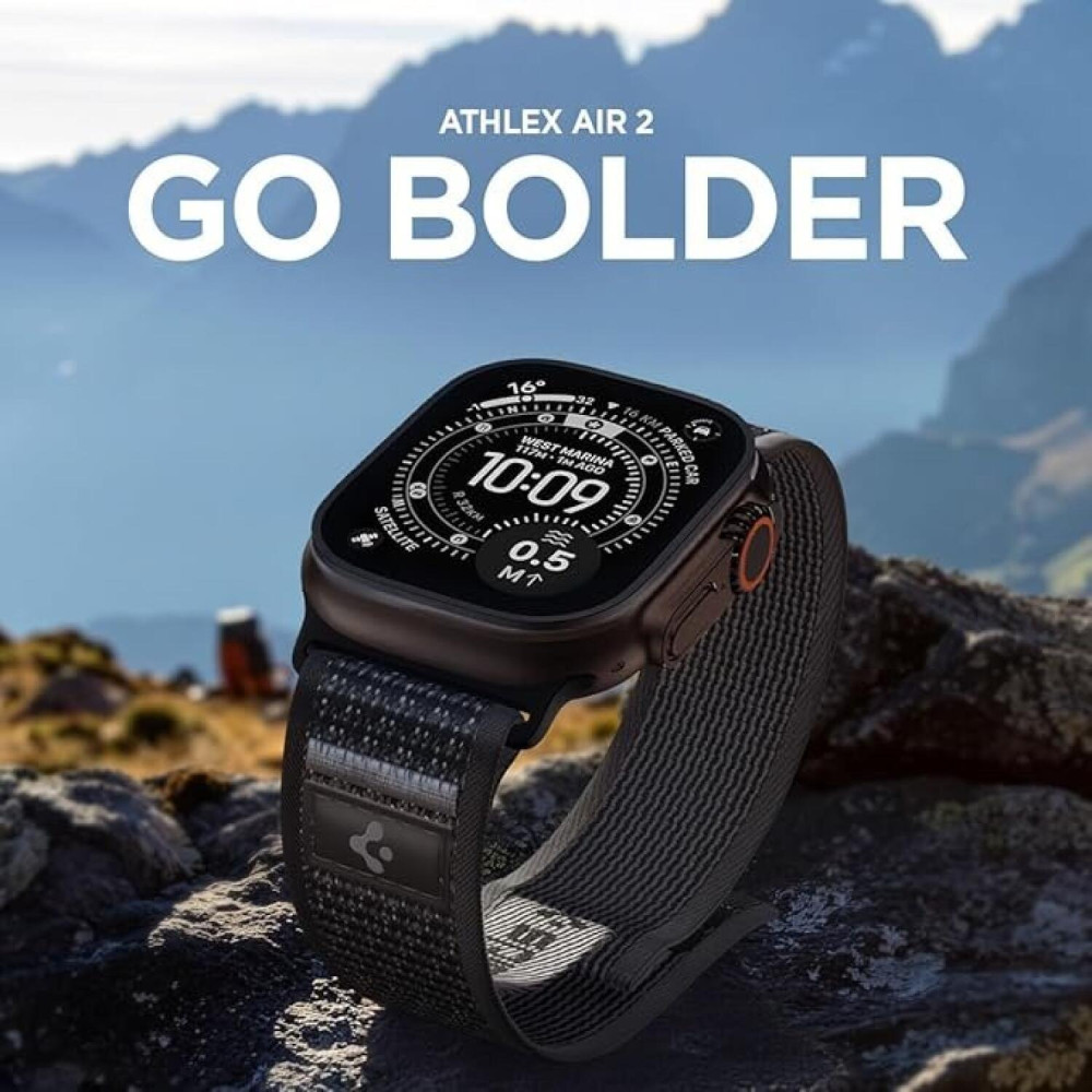 Λουράκι Apple Watch Ultra/SE/11/10/9/8/7/6/5/4 (49/46/45/44mm) Spigen Athlex Air 2 Υφασμάτινο - Active Black / Grey (AMP11113)