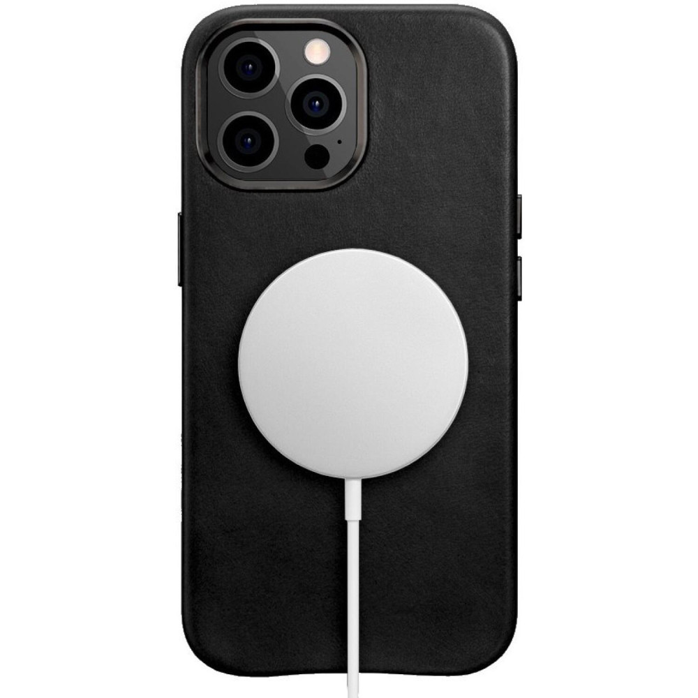 Θήκη iPhone 13 Pro Max iCarer Leather Back Case Δερμάτινη με MagSafe - Black (WMI1304-BK)