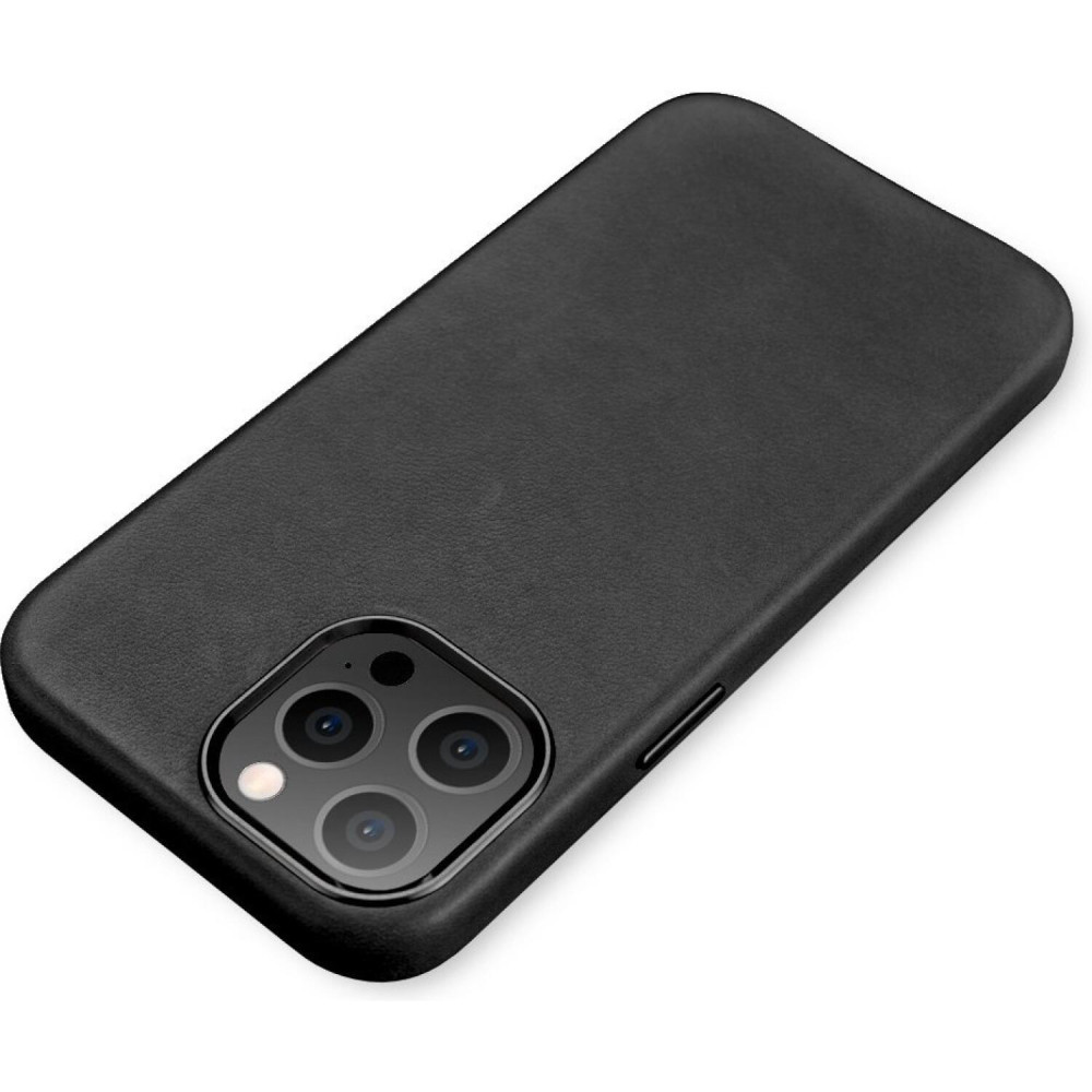 Θήκη iPhone 13 Pro Max iCarer Leather Back Case Δερμάτινη με MagSafe - Black (WMI1304-BK)