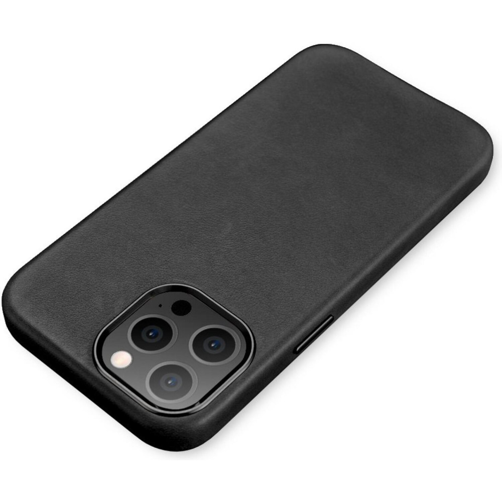 Θήκη iPhone 13 Pro iCarer Leather Back Case Δερμάτινη με MagSafe - Black (WMI1303-BK)