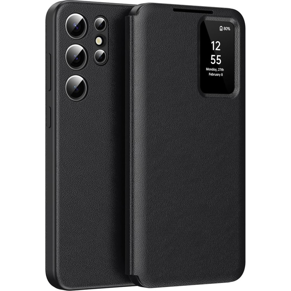 Θήκη Samsung Galaxy S23 Ultra Techsuit SmartView Series Flip με Ενεργό Πορτάκι - Black (5949419303539)