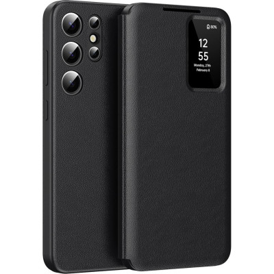 Θήκη Samsung Galaxy S23 Ultra Techsuit SmartView Series Flip με Ενεργό Πορτάκι - Black (5949419303539)