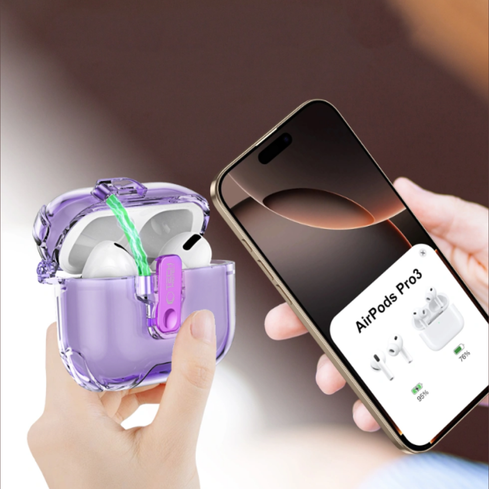 Θήκη AirPods Pro 3rd Gen Tech-Protect Bounce Pro Σκληρή με Ενσωματωμένη Βάση για Smartphones - Lavender (5906302392704)
