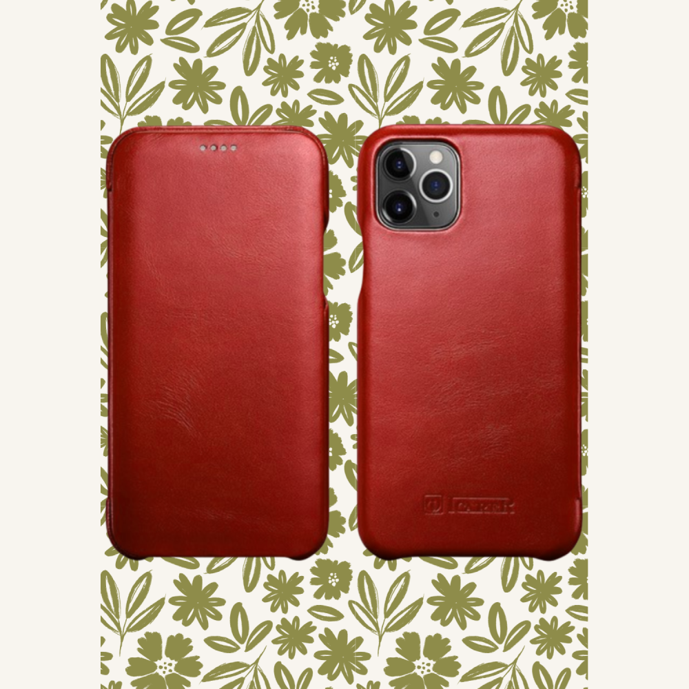 Θήκη iPhone 11 iCarer Vintage Series Curved Edge Flip Δερμάτινη - Red (RIX1102-RD)