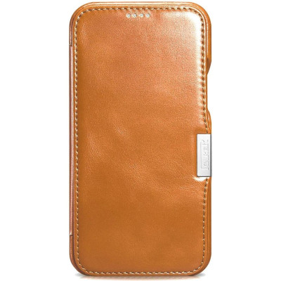 Θήκη iPhone 12 Pro Max iCarer Vintage Series Side-Open Δερμάτινη - Khaki (RIX1211-GG)