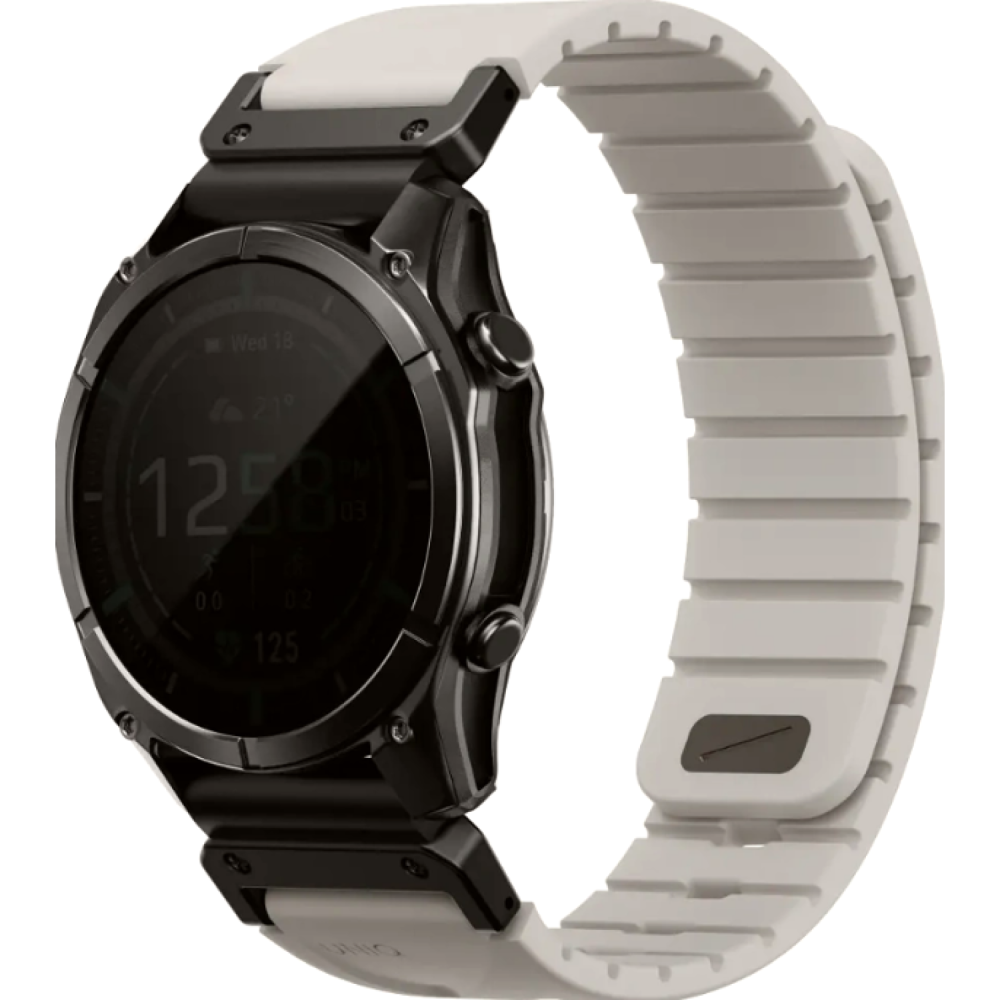 Λουράκι Garmin Watch 22mm Uniq Fluo από Αδιάβροχη Σιλικόνη & Ανοξείδωτο Ατσάλι - Mist Grey (UNIQ-22MM-FLUOMGRY)