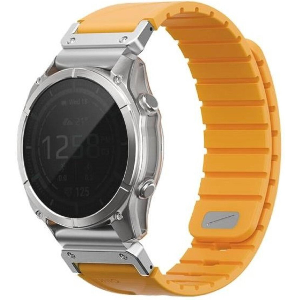 Λουράκι Garmin Watch 22mm Uniq Fluo από Αδιάβροχη Σιλικόνη & Ανοξείδωτο Ατσάλι - Pale Orange (UNIQ-22MM-FLUOPORG)