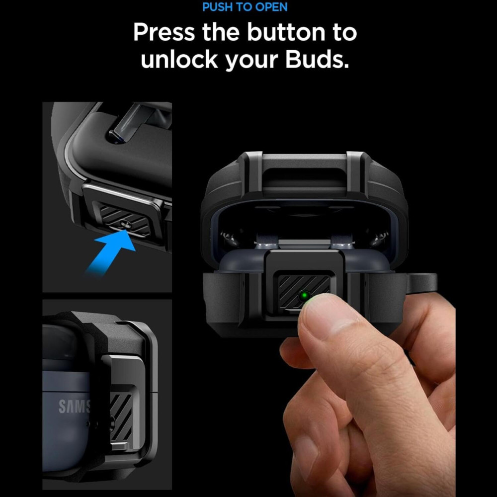 Θήκη Samsung Galaxy Buds 4 / 4 Pro Spigen Lock Fit Σκληρή - Matte Black (ACS11202)