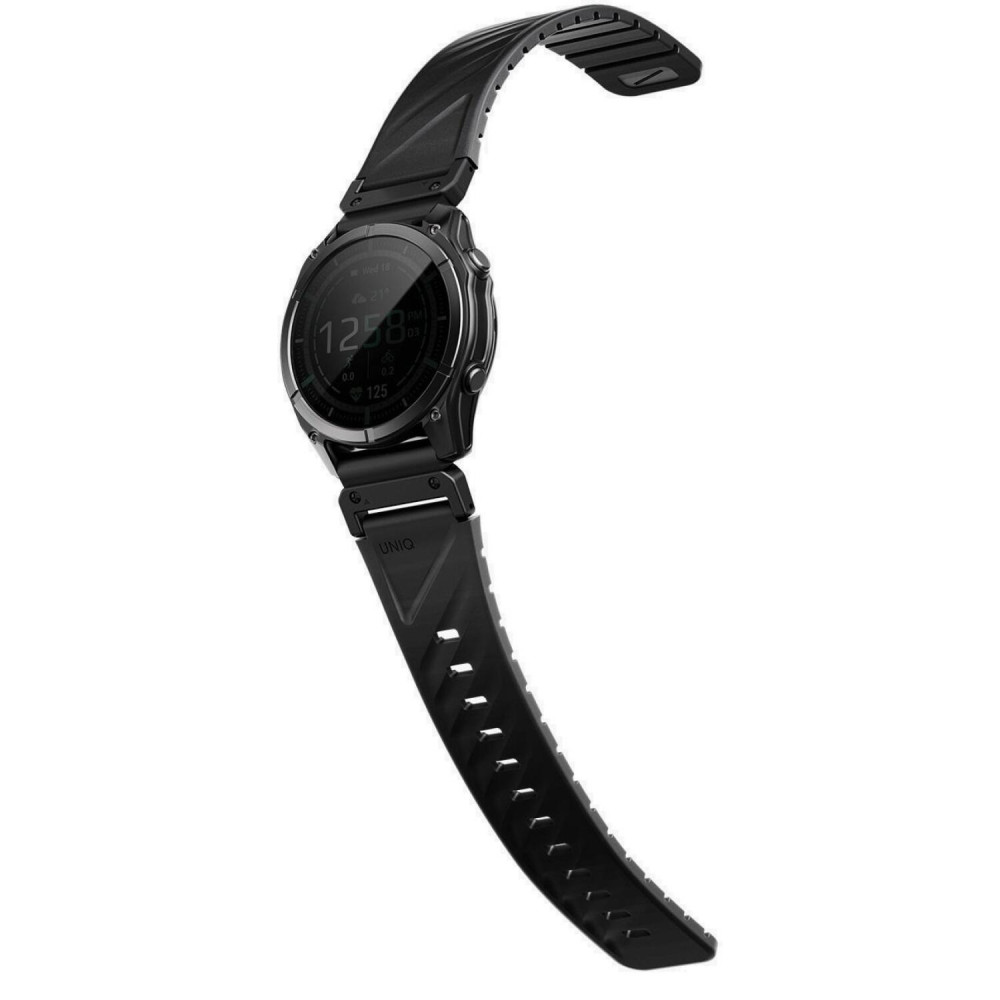 Λουράκι Garmin Watch 26mm Uniq Fluo από Αδιάβροχη Σιλικόνη & Ανοξείδωτο Ατσάλι - Midnight Black (UNIQ-26MM-FLUOMBLK)