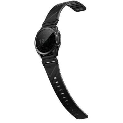 Λουράκι Garmin Watch 26mm Uniq Fluo από Αδιάβροχη Σιλικόνη & Ανοξείδωτο Ατσάλι - Midnight Black (UNIQ-26MM-FLUOMBLK)