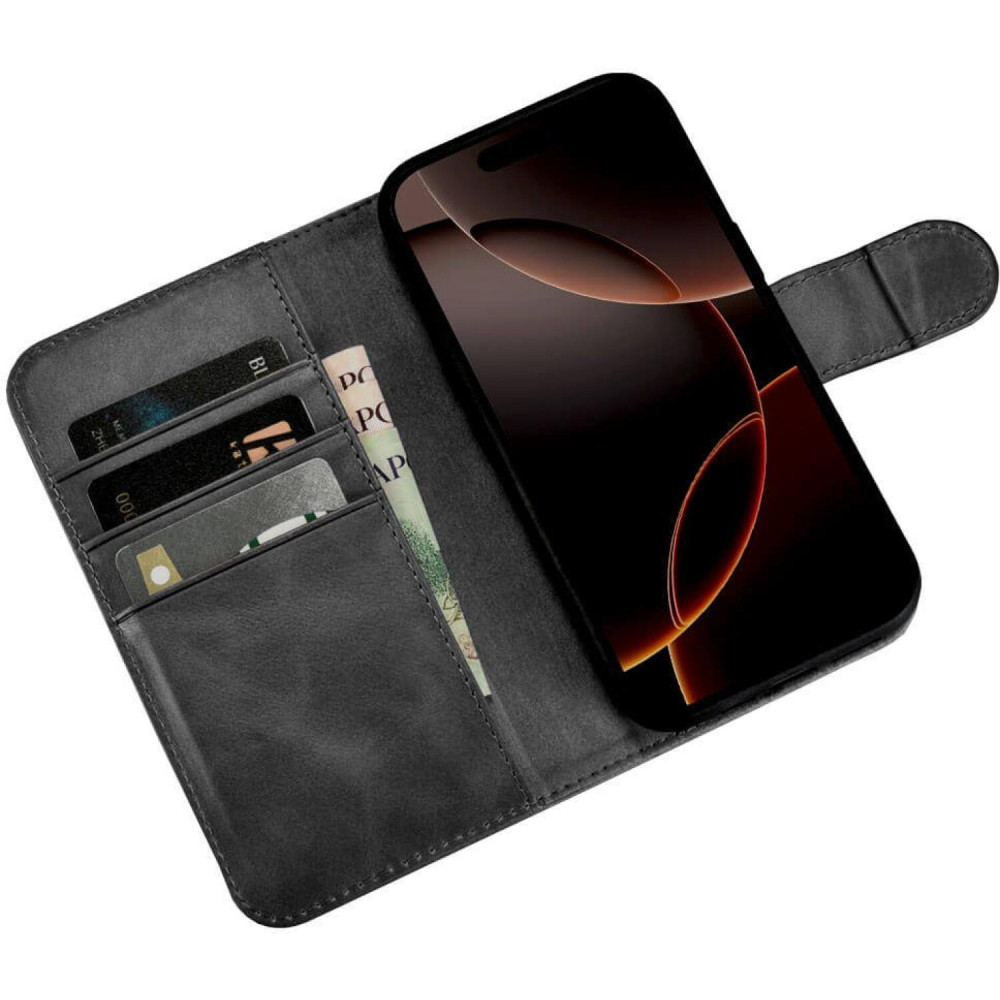 Θήκη iPhone 16 Pro iCarer Leather Detachable 2 in 1 Wallet Δερμάτινο Πορτοφόλι με RFID & MagSafe - Black (WMI16240720-BK)
