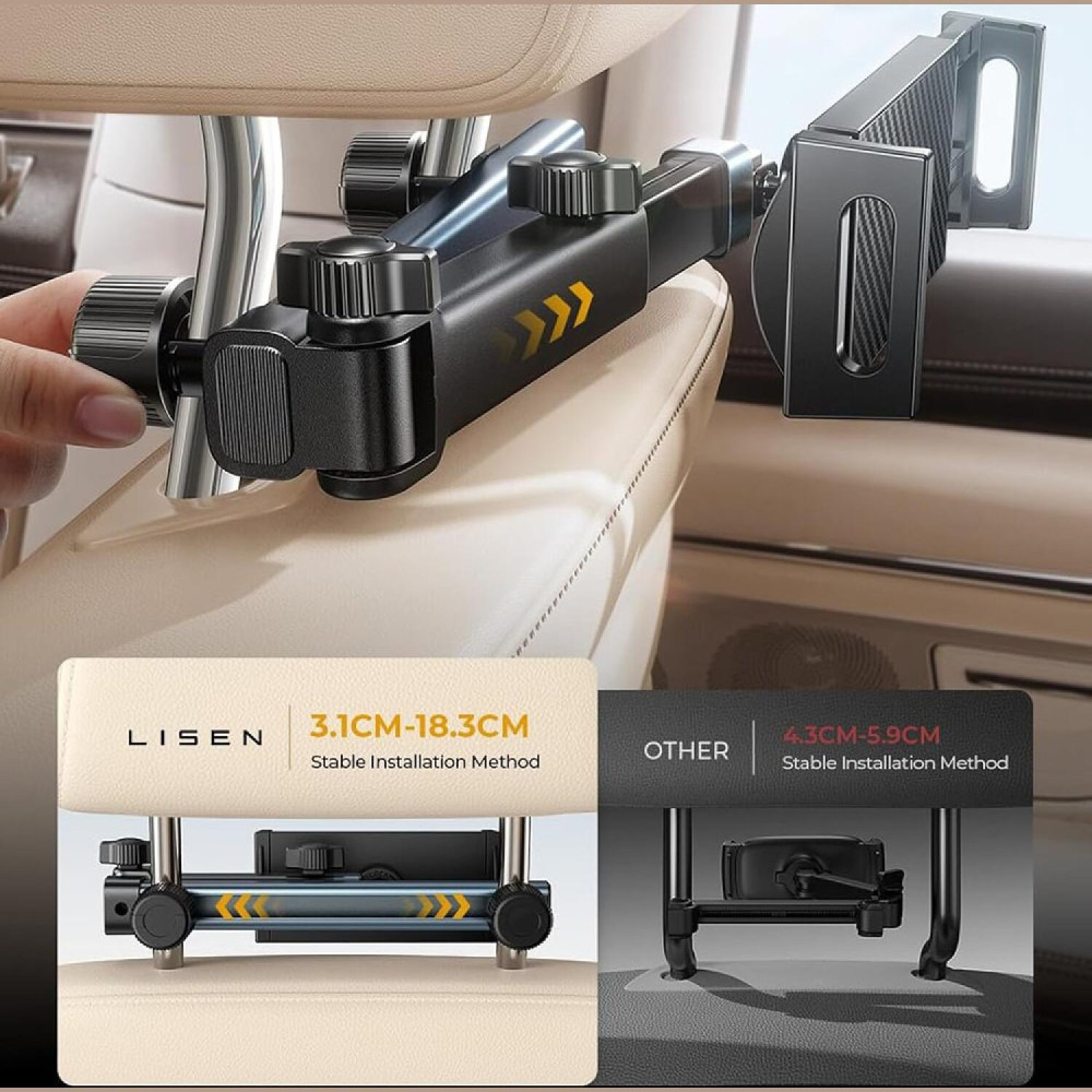 Βάση Κινητών Αυτοκινήτου Lisen Car Holder για Πίσω Κάθισμα / Προσκέφαλο με Ρυθμιζόμενο Βραχίονα για Κινητό & Tablet έως 11" - Black (6941237430564)