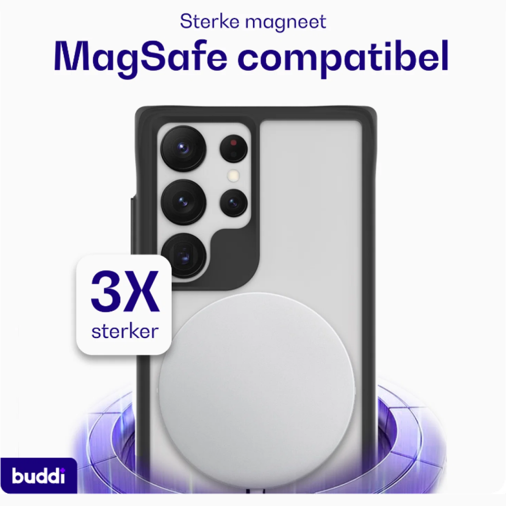 Θήκη Samsung Galaxy S23 Ultra Buddi Hybrid Σκληρή Ημιδιάφανη με MagSafe - Matte Black (8719246544125)