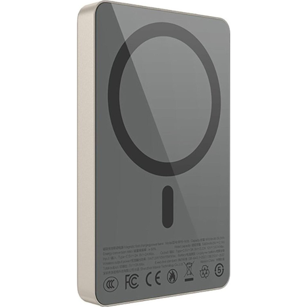PowerBank Recci RPB-W36 με Πιστοποίηση CCC / CE & Ασύρματη Φόρτιση MagSafe 15W / 1 x Θύρα Type-C 20W 10.000mAh - Gold (6955482535448)