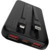 PowerBank Recci RPB-P67 με Πιστοποίηση CCC / CE & Θύρες 1 x Type-C / 2 x USB-A & Ενσωματωμένα Καλώδια 1 x Type-C / 1 x Lightning 22.5W 10.000mAh - Black (6955482534694)