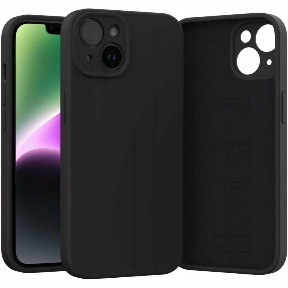Θήκη iPhone 14 Spacecase Silicone Mag Case Σιλικόνης με MagSafe - Black (5905719138738)
