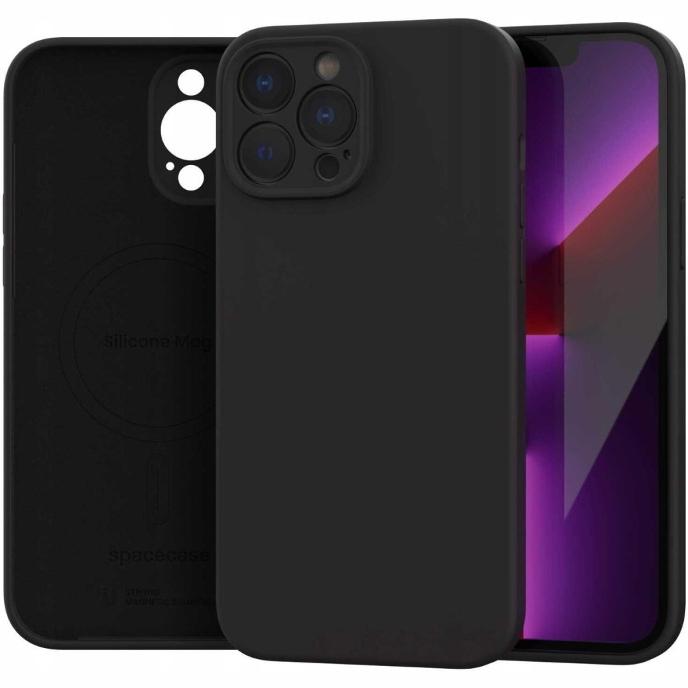 Θήκη iPhone 13 Pro Max Spacecase Silicone Mag Case Σιλικόνης με MagSafe - Black (5905719138721)