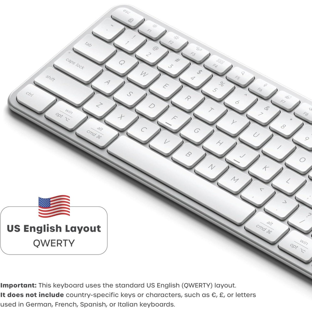Πληκτρολόγιο Satechi Slim EX3 Wireless Keyboard Ασύρματο Bluetooth QWERTY Αγγλικό US - Silver (ST-KEX3S-EN)
