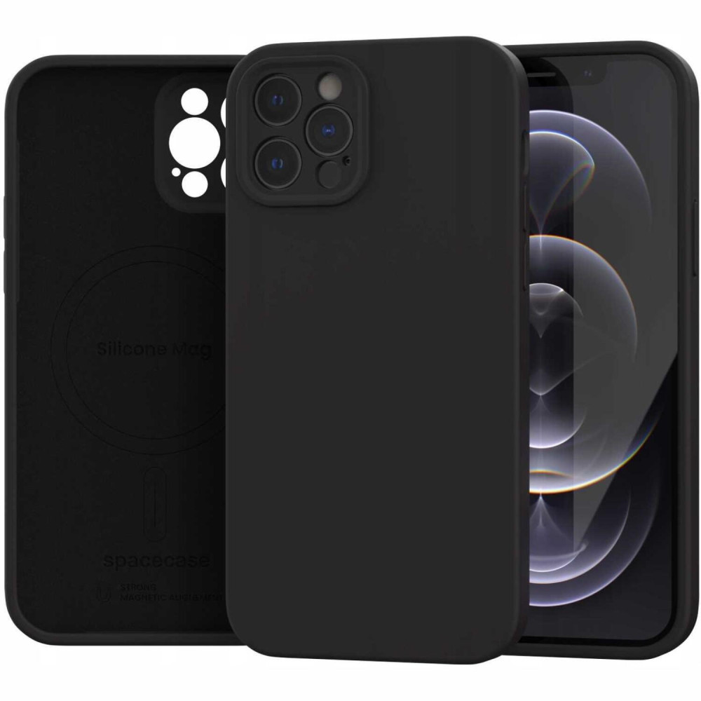 Θήκη iPhone 12 Pro Spacecase Silicone Mag Case Σιλικόνης με MagSafe - Black (5905719138660)