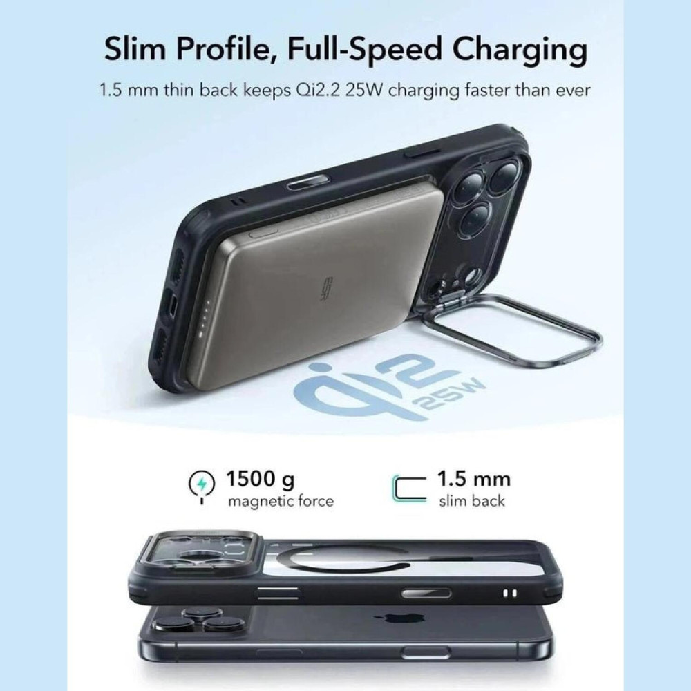 Θήκη iPhone 17 Pro Max ESR Classic Hybrid Magnetic with Stash Stand Ανθεκτική με MagSafe / Kickstand & Κάλυμμα για Camera Control - Clear / Black (4894240283295)