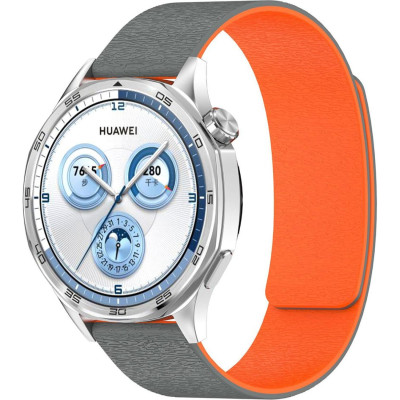 Λουράκι Smartwatch 22mm Techsuit Watchband W074 Μαγνητικό Σιλικόνης - Grey / Orange (5949419283824)