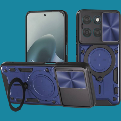 Θήκη Motorola Moto G77 / G67 Techsuit CamGuard Pro με Κάλυμμα για την Κάμερα & Μεταλλικό KickStand - Blue (5949419361256)
