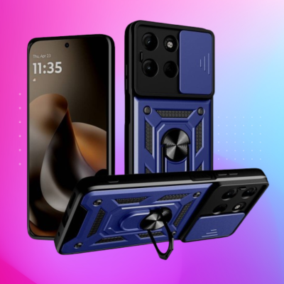 Θήκη Motorola Moto G77 / G67 Techsuit CamShield Ανθεκτική με Κάλυμμα για την Κάμερα & Μεταλλικό Ring Holder - Blue (5949419361300)
