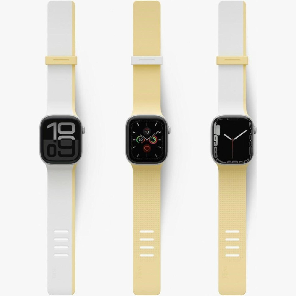 Λουράκι Apple Watch SE/11/10/9/8/7/6/5/4 (42/41/40mm) Uniq Revix IV Αναστρέψιμο Μαγνητικό από Premium Σιλικόνη - White / Butter Yellow (UNIQ-42MM-REV4WHTBYEL)