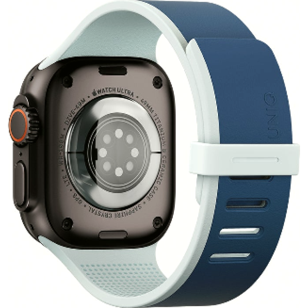 Λουράκι Apple Watch Ultra/SE/11/10/9/8/7/6/5/4 (49/46/45/44mm) Uniq Revix IV Αναστρέψιμο Μαγνητικό από Premium Σιλικόνη - Marine Blue / Pale Aqua (UNIQ-49MM-REV4MBLUPAQ)