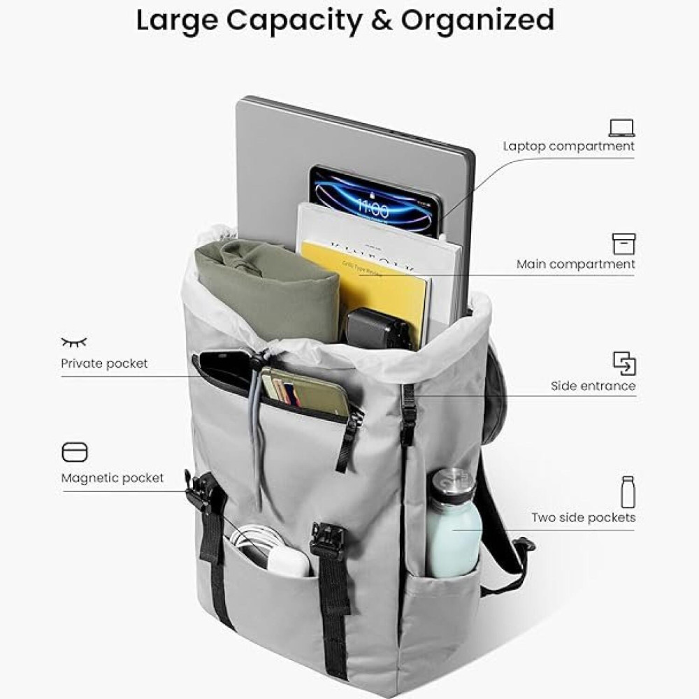 Σακίδιο Πλάτης / Backpack Tomtoc VintPack TA1 Τσάντα Μεταφοράς για Laptop έως 15.6" & Tablet έως 12.9" 22L - Light Gray (TA1M1G1)