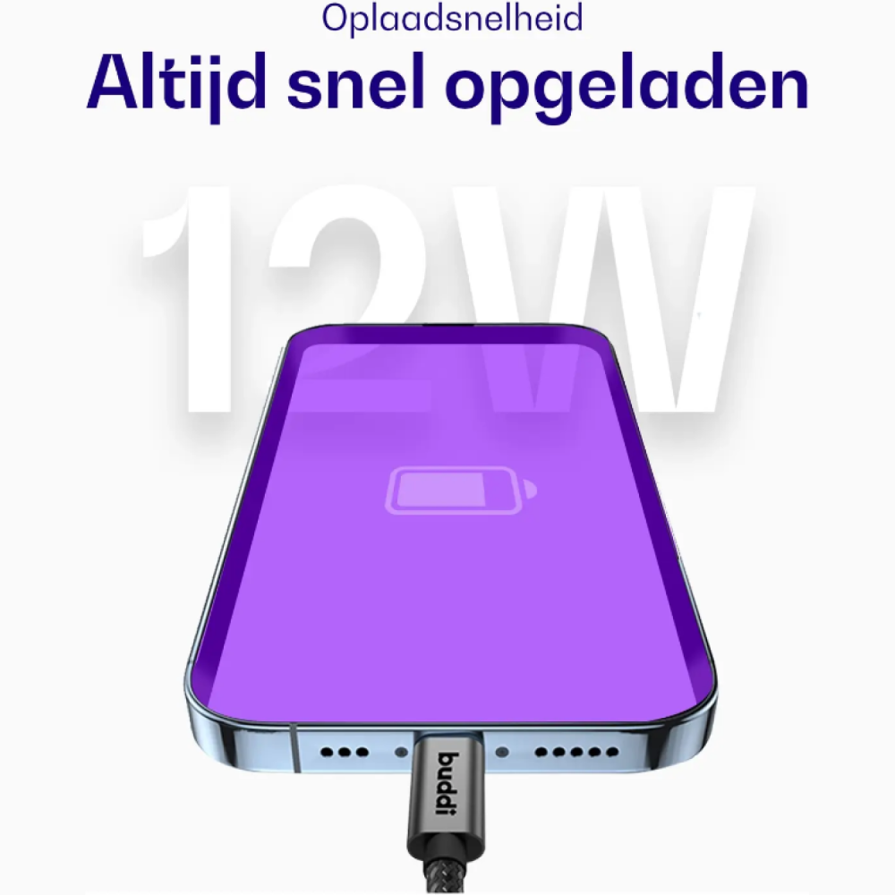 Καλώδιο Buddi Flex USB-A σε Lightning Σπιράλ Φόρτισης και Μεταφοράς Δεδομένων 200cm 12W 5 Έτη Εγγύηση - Black (8719246560439)