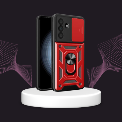 Θήκη Samsung Galaxy S26 Plus Bodycell Armor Slide Ανθεκτική με Κάλυμμα για την Κάμερα & Μεταλλικό Ring Holder - Red (5206015086243)