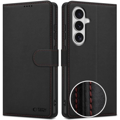 Θήκη Samsung Galaxy S26 Tech-Protect Wallet Galaxy Πορτοφόλι από Οικολογικό Δέρμα - Black / Red (5906302390403)