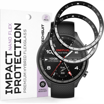 Hybrid Glass OnePlus Watch 2R Techsuit Nano Flex Full Face Αντιχαρακτικό Υβριδικό Γυαλί Προστασίας Οθόνης 2 Τεμάχια - Black (5949419359802)