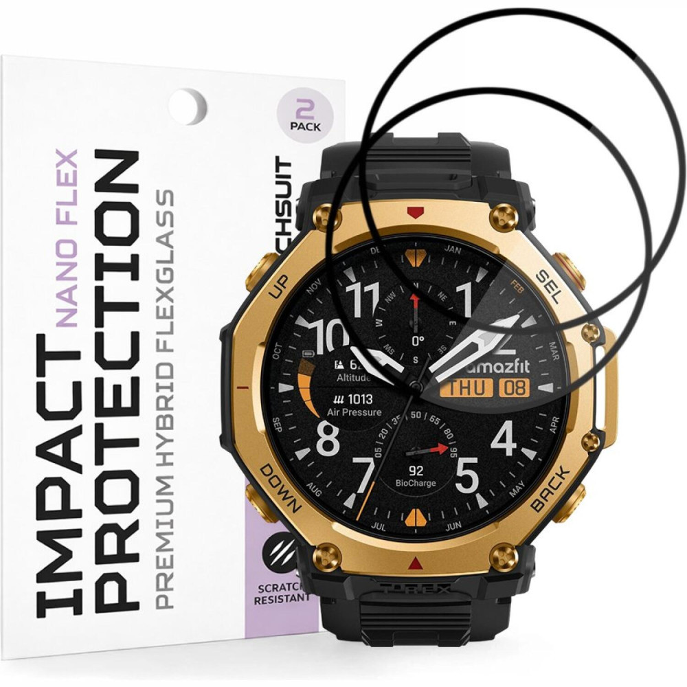 Hybrid Glass Amazfit T-Rex 3 Pro 48mm Techsuit Nano Flex Full Face Αντιχαρακτικό Υβριδικό Γυαλί Προστασίας Οθόνης 2 Τεμάχια - Black (5949419359840)