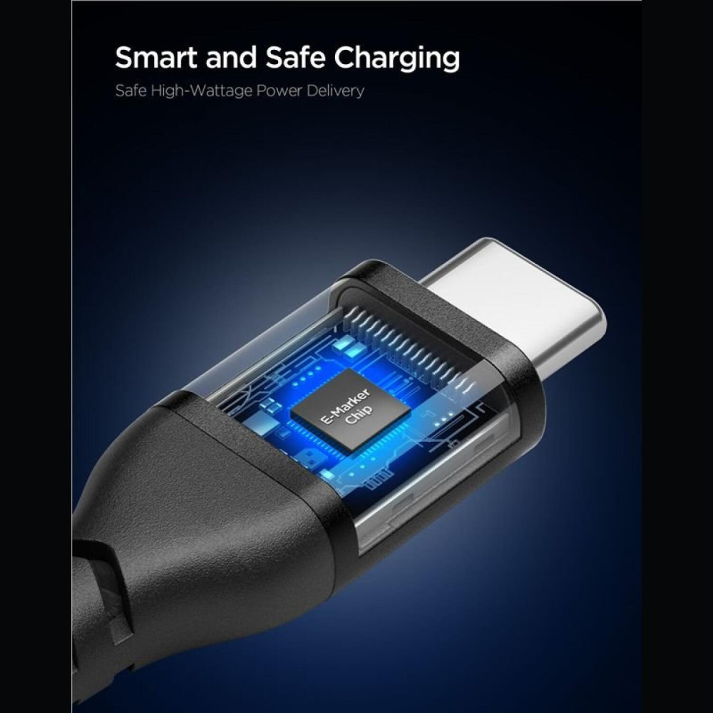 Καλώδιο Type-C Spigen Essential EB10010CCA Φόρτισης & Μεταφοράς Δεδομένων σε Type-C 100cm 100W - Black (ACA11103)