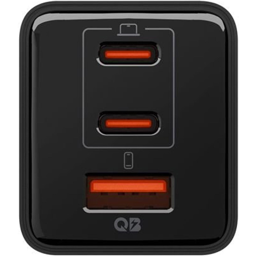 Φορτιστής Spigen EE473EU Essential GaN Pro Γρήγορος Τοίχου / Αντάπτορας με 1 x USB-A / 2 x Type-C 47W - Black (ACH09465)