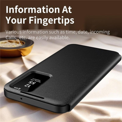 Θήκη Samsung Galaxy S22 Ultra 5G Techsuit SmartView Series Flip με Ενεργό Πορτάκι - Black (5949419303775)