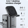 Ασύρματος Φορτιστής Acefast Z9 6in1 GaN MagSafe για iPhone 15W / EarBuds TWS 5W / Apple Watch 2.5W με Καλώδιο Type-C 60W & 1 x Type-C 65W / 1 x USB-A 18W - Metal Grey (6974316285809)