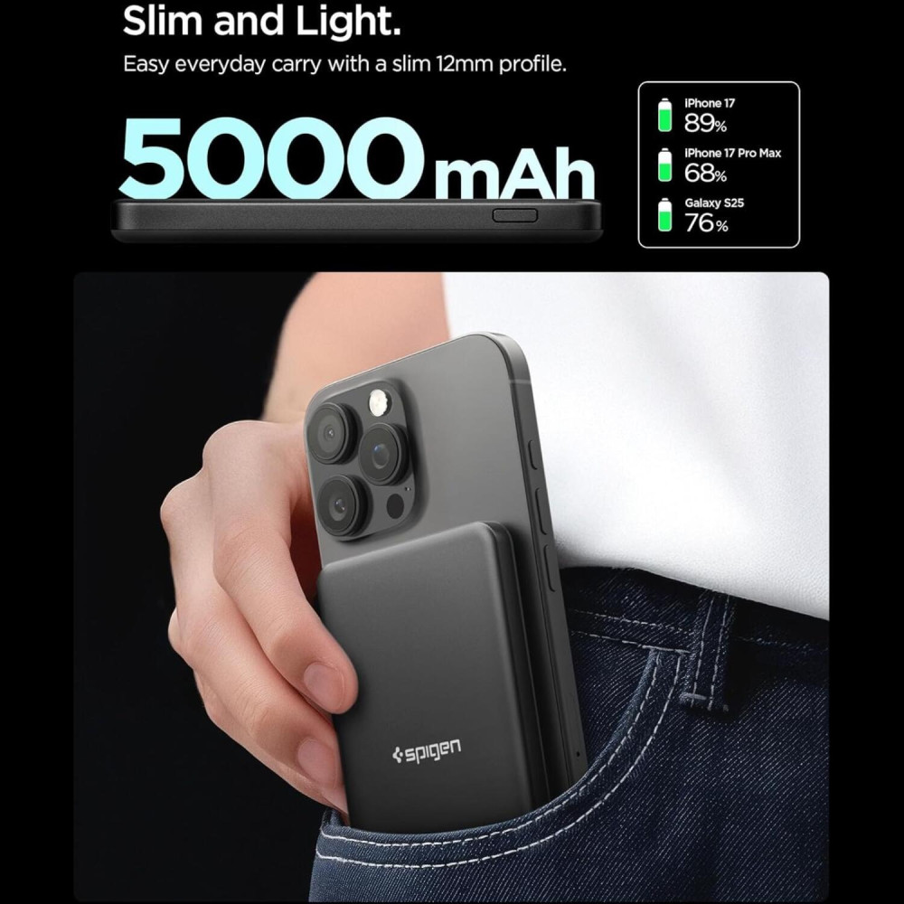 PowerBank Spigen EA2205MQ Essential με Ασύρματη Φόρτιση Qi2 MagSafe 15W & 1 x Θύρα Type-C 22.5W 5.000mAh - Black (ABA11104)