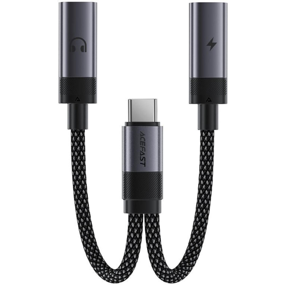 Αντάπτορας Acefast J14 2-in-1 Splitter Ήχου & Φόρτισης Type-C (Male) σε 2 x Type-C (Female) 60W - Black (6974316285823)